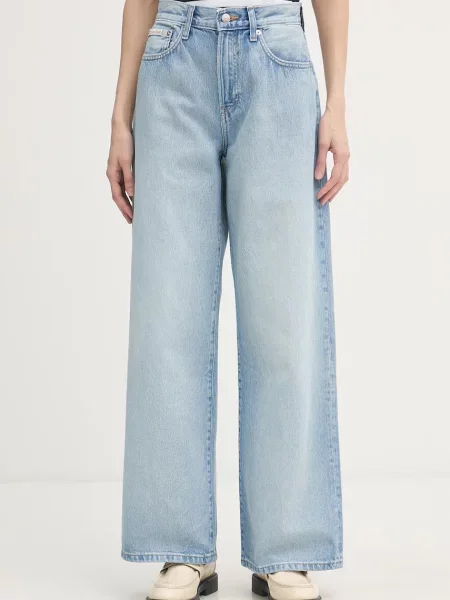 Calvin Klein Jeans jeansy wide leg niebieskie