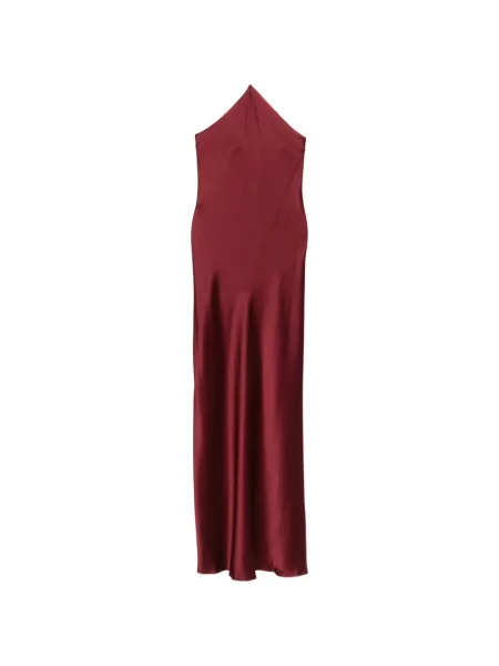 Rochie maxi Staud cu mărgele cu gât halter roșu
