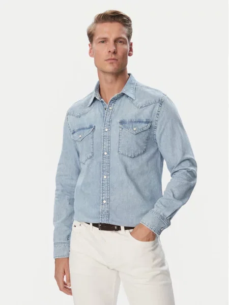 Tommy Hilfiger cămașă de blugi Western deschis albastru