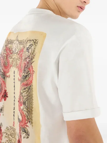 Tricou Roberto Cavalli cu imagine alb