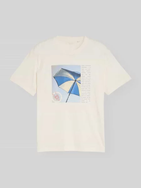 T-shirt o kroju regular fit z czystej bawełny Tom Tailor biała