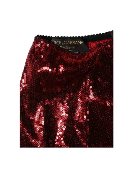 Majtki Dolce And Gabbana z cekinami z wysoką talią czerwone