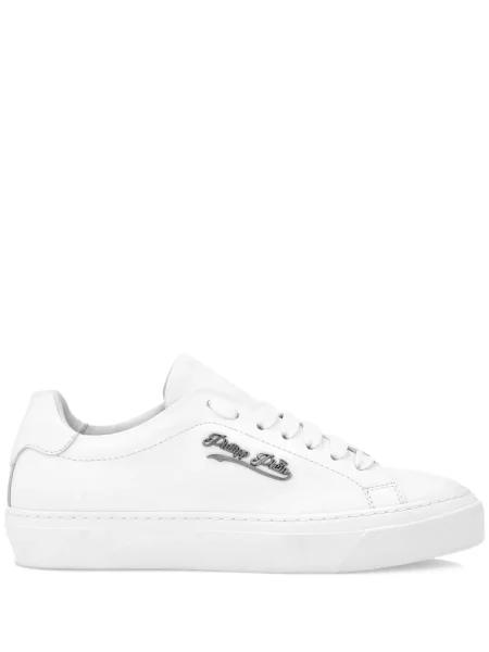 Sneakerși Philipp Plein cu șireturi din piele alb