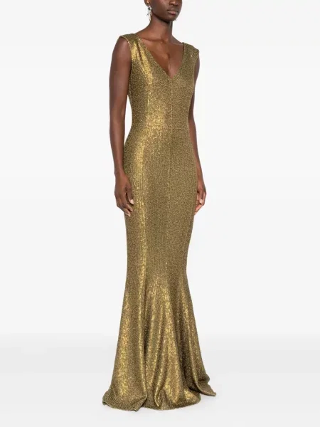 Rochie maxi Norma Kamali de costum auriu