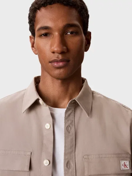 Джинсовая рубашка Calvin Klein Jeans бежевая
