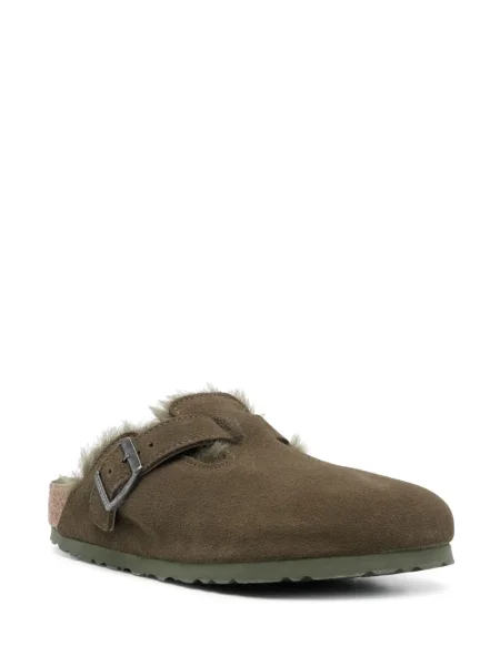 Papuci Birkenstock din piele de căprioară verde