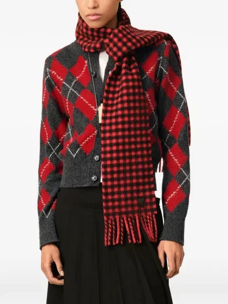 Cardigan Ami Paris de lână cu model argyle gri