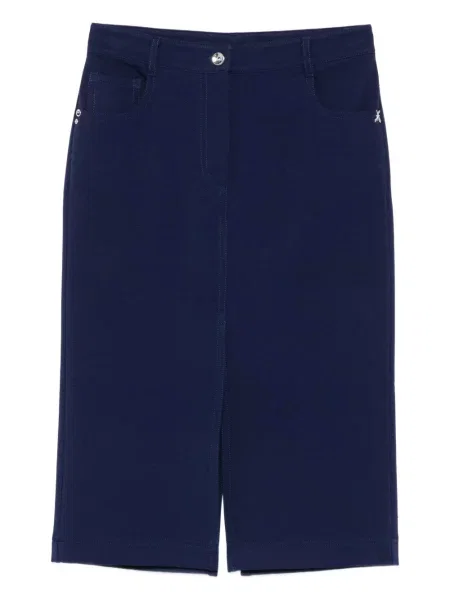 Spódnica midi Patrizia Pepe do kolan z 5 kieszeniami niebieska