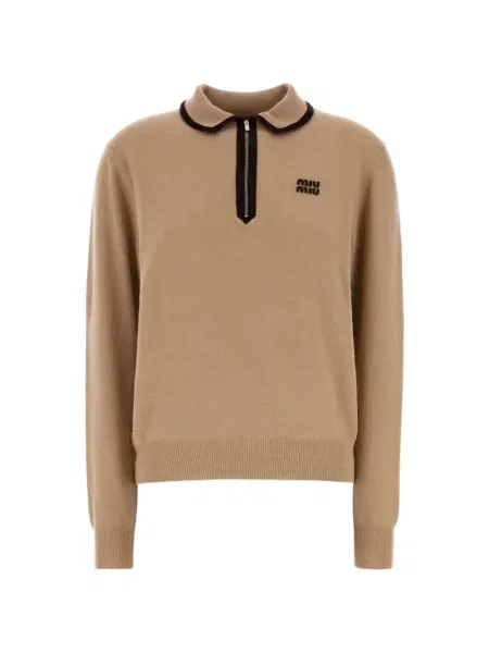 Tricou polo Miu Miu de lână