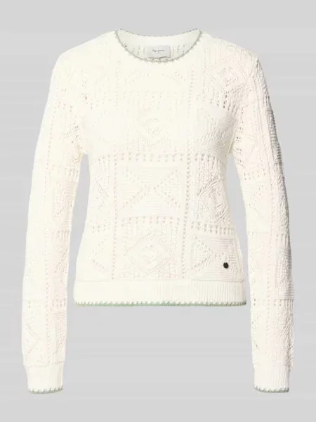 Sweter dzianinowy z czystej bawełny o kroju regular fit model KAS' Pepe Jeans biały