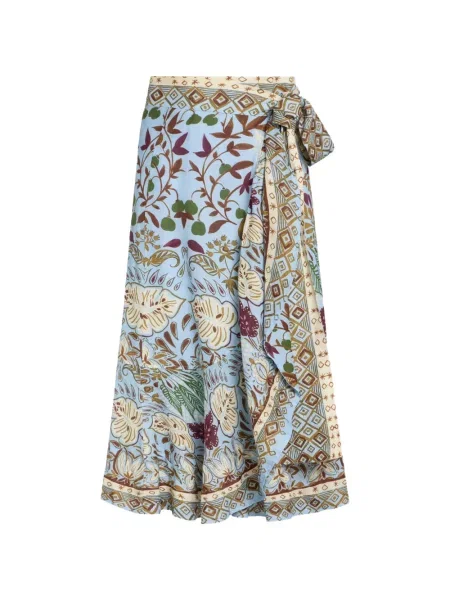 Fustă midi Marie Oliver cu model floral cu imagine plic albastru