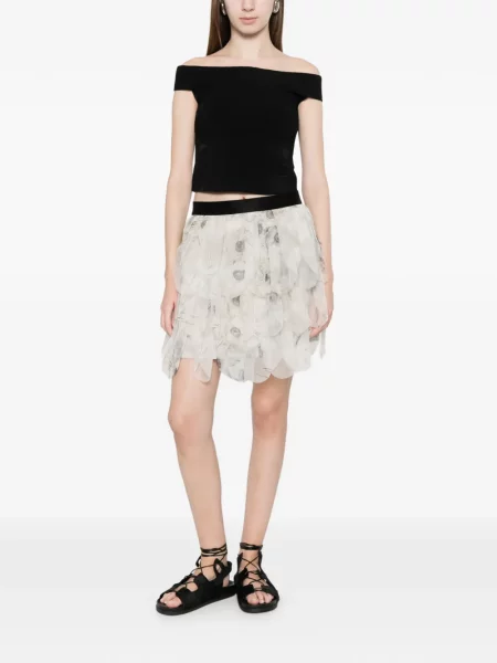 Mini fusta mini Max Mara cu volane mini gri
