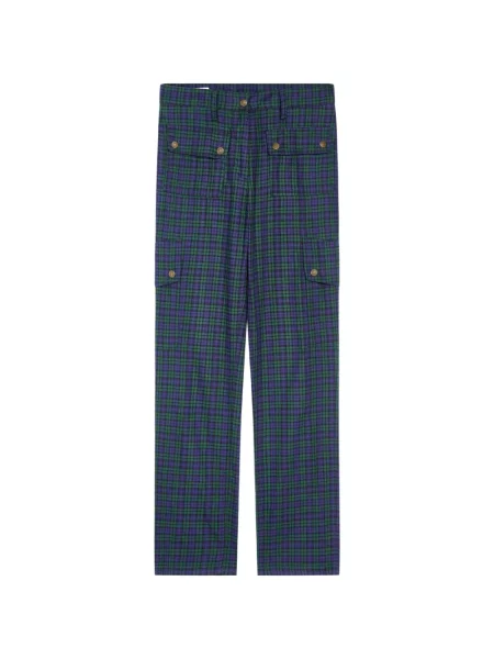 Pantaloni Dries Van Noten de flanelă albastru
