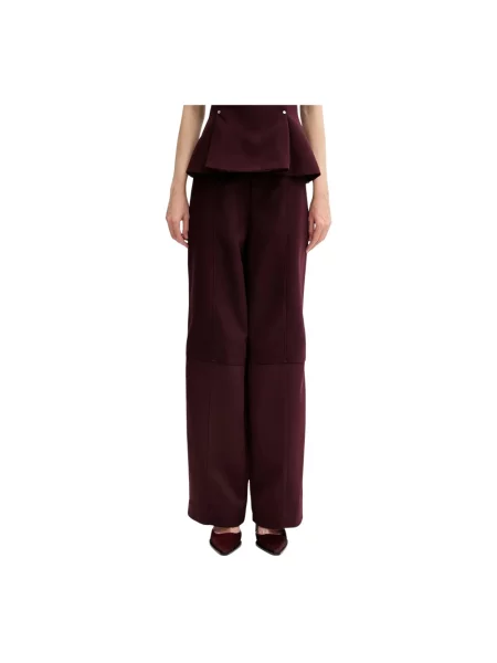 Stine Goya spodnie bordowy szerokie high waist czerwone