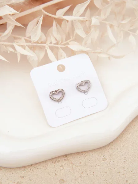 Uhani Glam Chic z vzorcem srca bela