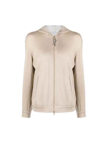 Bluza z kapturem Brunello Cucinelli z kapturem beżowa