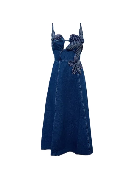 Rochie din denim Farm Rio cu model floral cu aplicații albastru