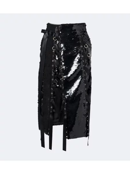 Fustă midi Simone Rocha din dantelă negru