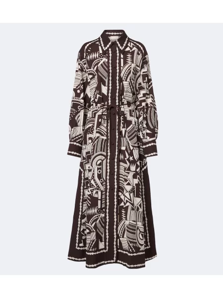 Rochie tip cămașă Alemais cu imagine maro