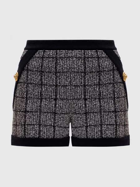 Твідові шорти в клітинку Balmain чорні