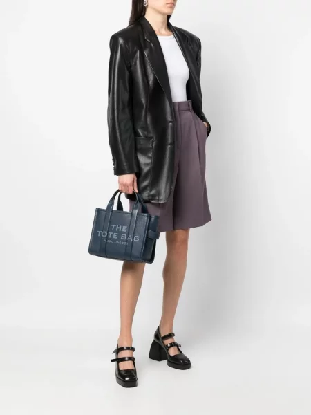 Iš natūralios odos mažas odinė rankinė Marc Jacobs mėlyna