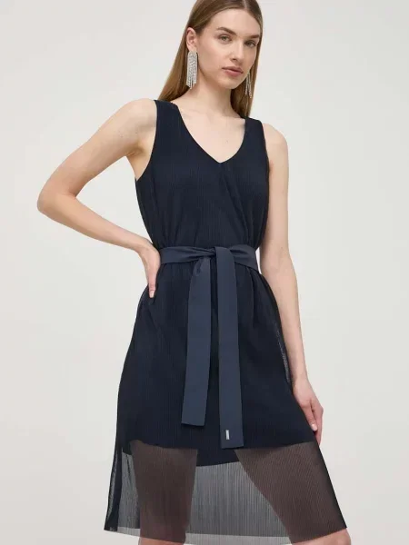 Armani Exchange sukienka mini rozkloszowana granatowy