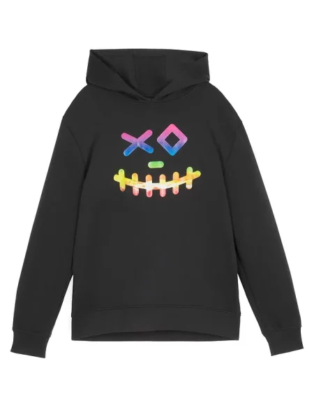 Bluza z kapturem z miękkiej mieszanki bawełny czarna