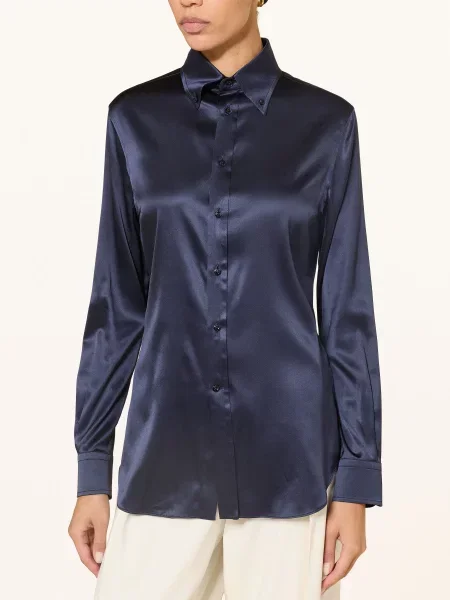 Ralph Lauren Collection Bluzka Cameron Z Jedwabiu blau granatowa