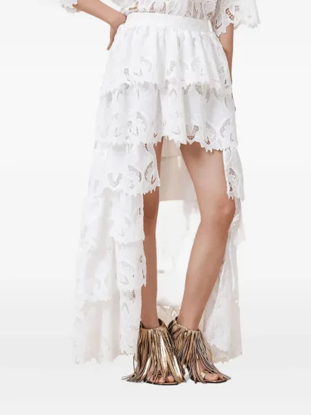 Fustă Allsaints cu broderie cu talie înaltă alb