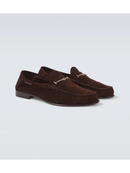 Pantofi loafer Tom Ford din piele de căprioară maro