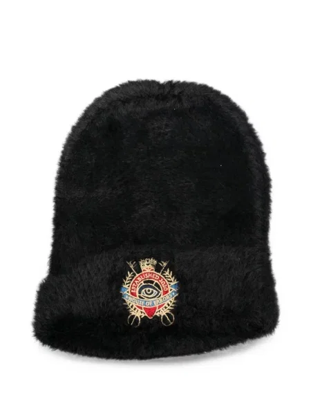 Căciulă House Of Errors cu broderie cu blană negru