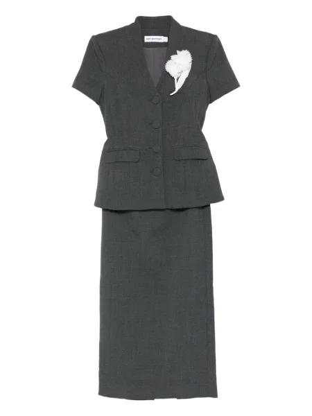 Fustă Self-portrait cu model floral de costum gri