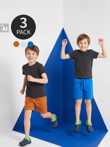 Sinsay Teplákové kraťasy s vysokým podílem bavlny 3 pack hnědá