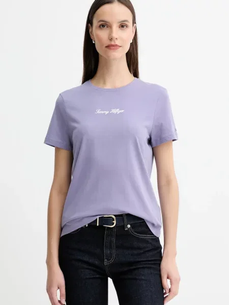 Тениска Tommy Hilfiger дамска лилаво виолетово