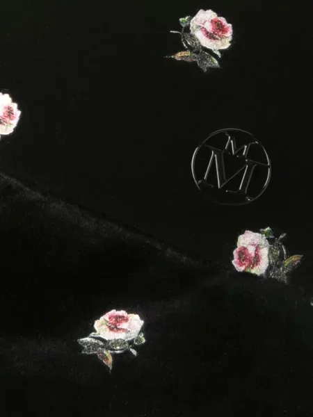 Pălărie Maison Michel cu model floral negru