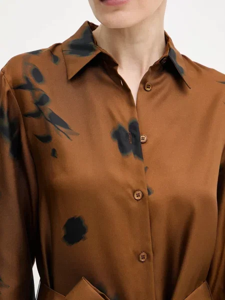 Шовкова сукня MM JADI midi пряма коричневий