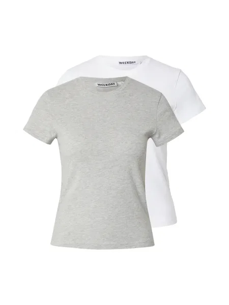 WEEKDAY Tricou Carla gri amestecat alb