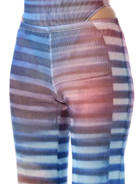 Pantaloni Jean Paul Gaultier cu dungi plasă albastru