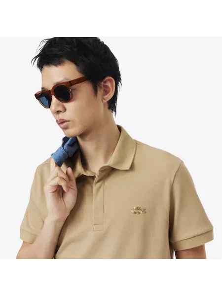 Lacoste Koszulka Polo Paris Stretch Piqué Regular Fit beżowa