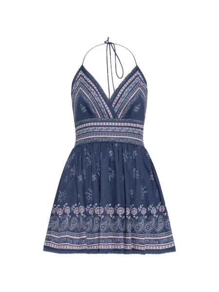 Rochie mini Loveshackfancy cu model floral cu imagine albastru