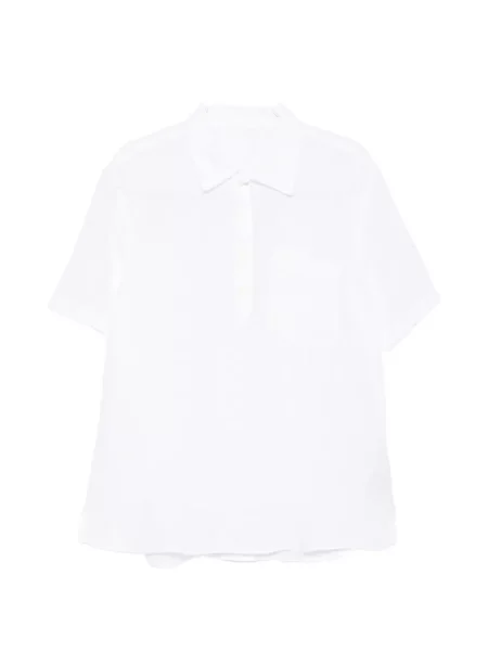 Tricou polo 120% Lino alb