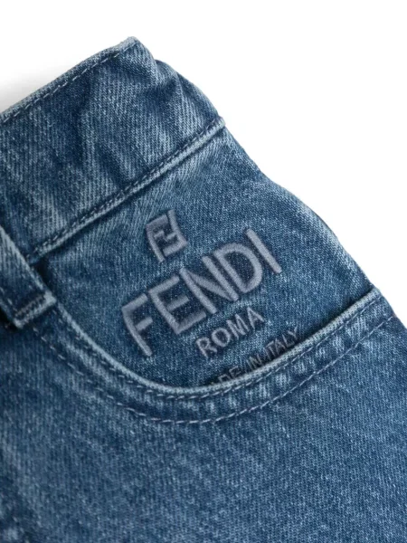 Jeansy straight leg dziecięce Fendi niebieskie