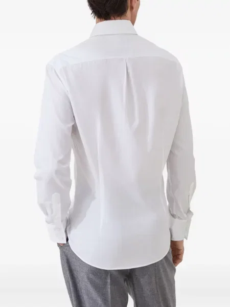 Cămașă Brunello Cucinelli din țesătură twill alb