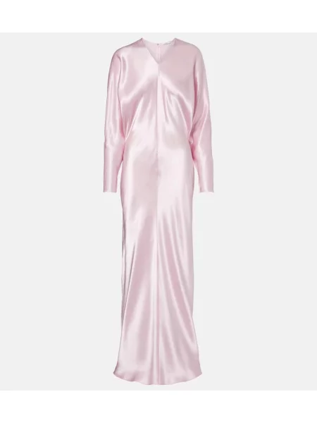Satynowa maksi sukienka maxi Fforme garniturowa różowa