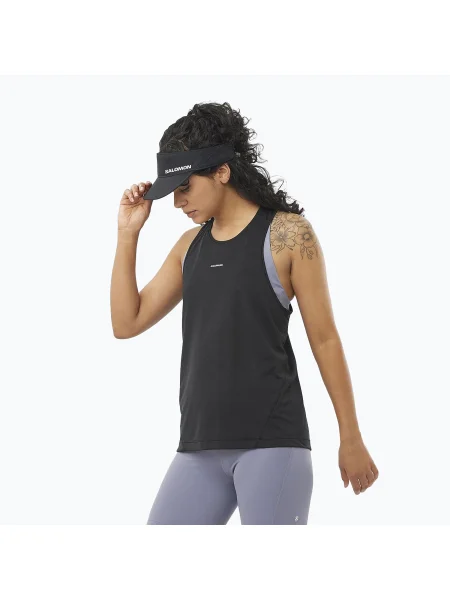 Női futó felső Salomon Shakeout Core Tank mély fekete. Méret: XS fekete