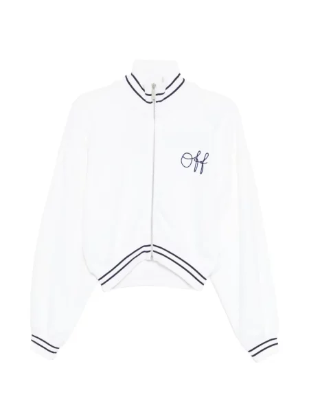 Яке тип бомбър Off-white бродирано на райета бяло