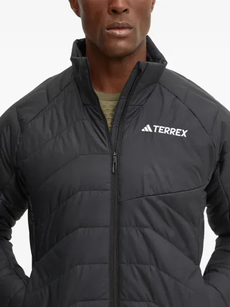 Пухен елец Adidas на райета с качулка бяло