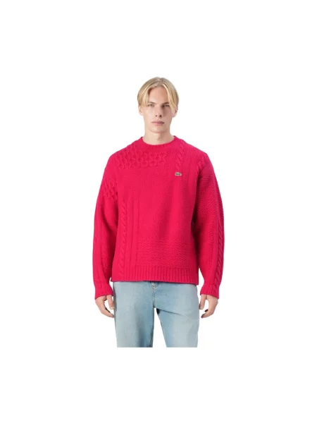 Sweter Lacoste wełniany różowy