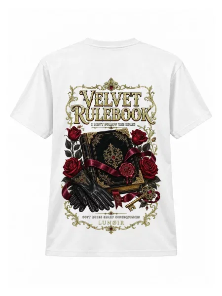 LUNØIR Studio Tricou Velvet Rulebook' alb
