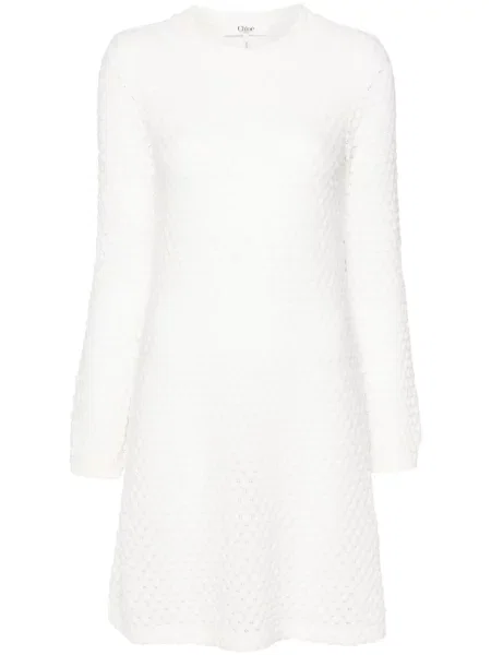 Rochie mini Chloé tricotate de costum mini alb